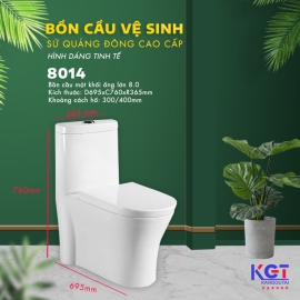 Bồn cầu 1 khối, men sứ Nano cao cấp chống bám 8014